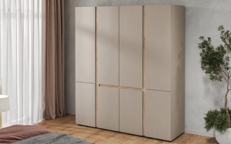 Four-winged wardrobe Omonia, cashmere + honey Castello oak  1