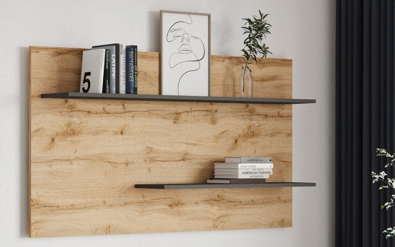 Wall shelf Brita A, grey + Wotan oak  1