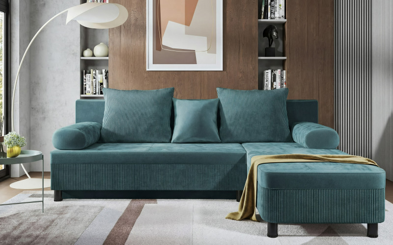 Extendable corner sofa Delano, turquoise  1
