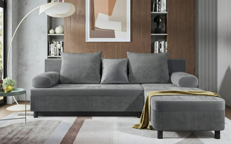 Extendable corner sofa Delano, grey  1
