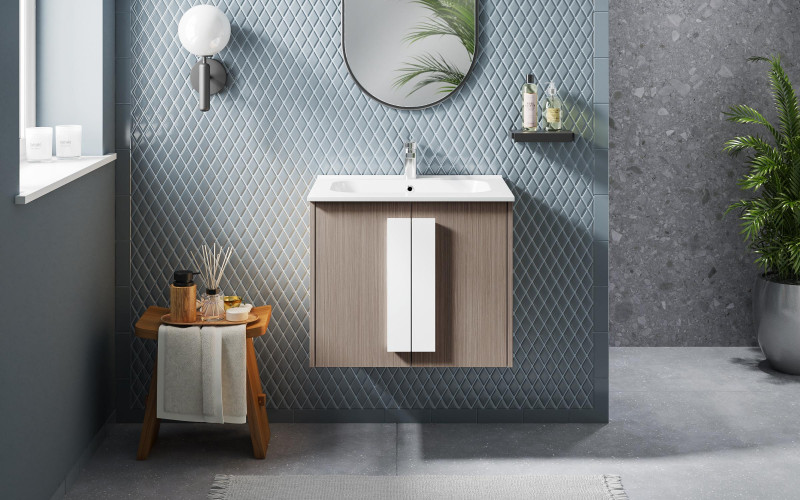 PVC bathroom cabinet with sink ICP6451-3, wooden  1