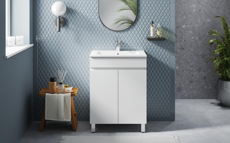 PVC bathroom base cabinet with sink ICP5981, white  1