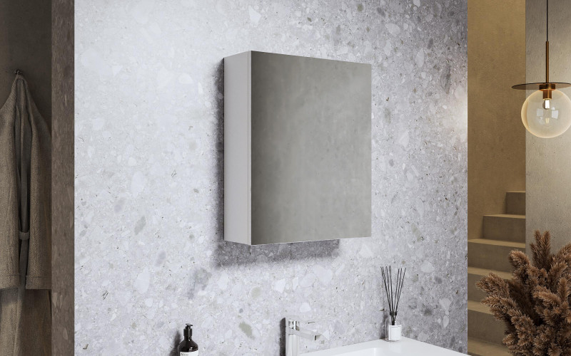 PVC mirror bathroom cabinet ICMC 4512/55, white  1