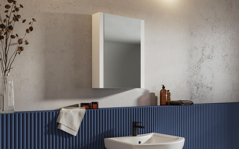 PVC mirror bathroom cabinet ICMC 1070/55, white  1