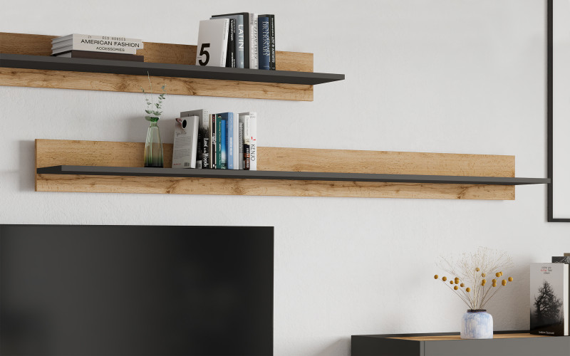 Wall shelf Brita, grey + Wotan oak  1