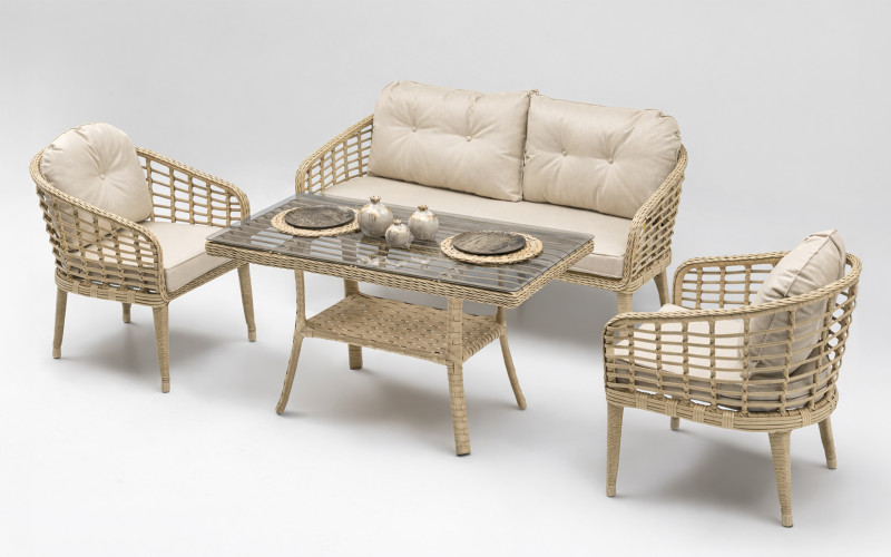 Set of table + chairs + sofa Rodos, grey  1