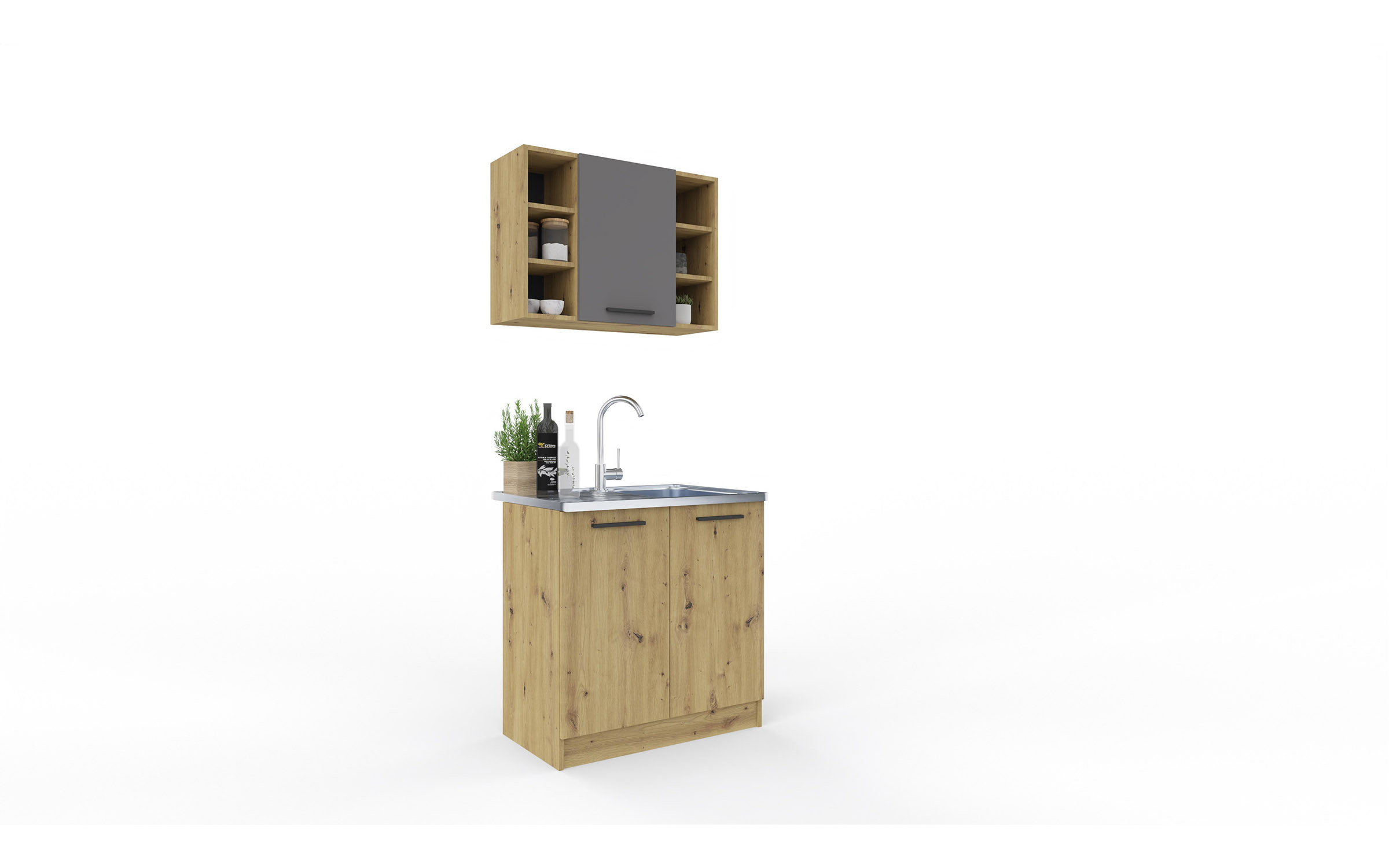 Kitchen Satio 80, Artisan oak + anthracite  2