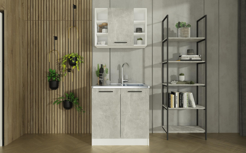 Kitchen Satio 80, white + Smart Concrete  1