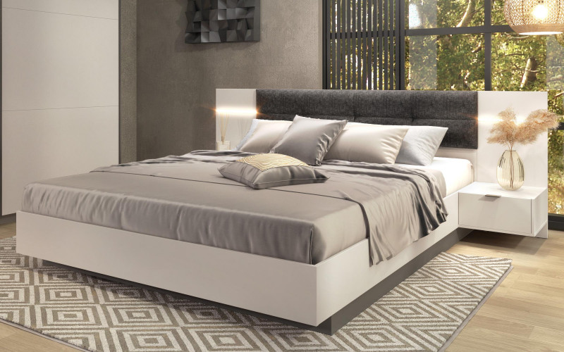 Double bed for mattress 160/200 + LED Alinor Sense, cashmere + anthracite matt + Toronto  1