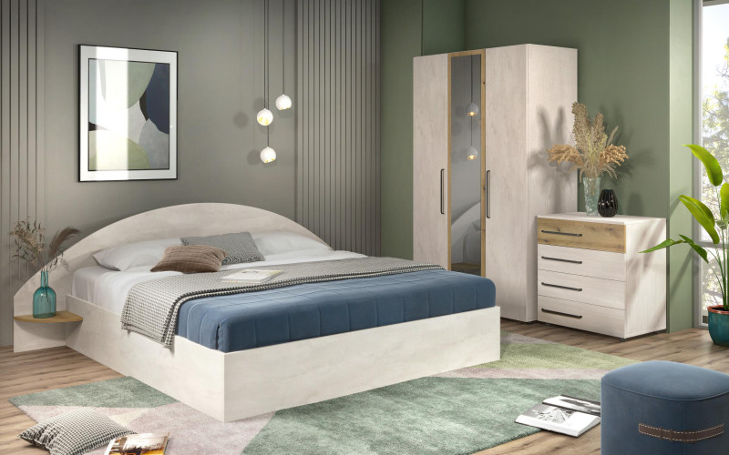 Bedroom furniture set for mattress 160/200 Aura, Silk + Evoke oak  1