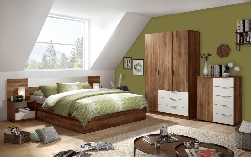 Bedroom furniture set Prado for mattress 160/200, Cognac oak + Silk  1