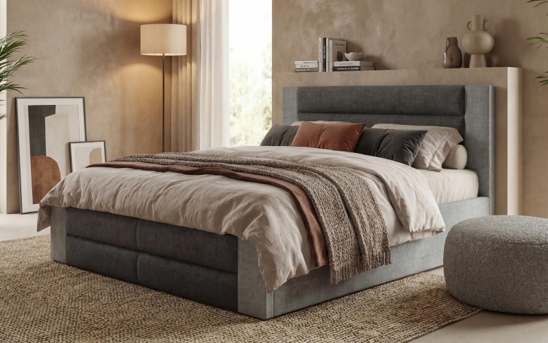 Upholstered double bed for mattress 160/200 Prestige, grey + dark grey  1