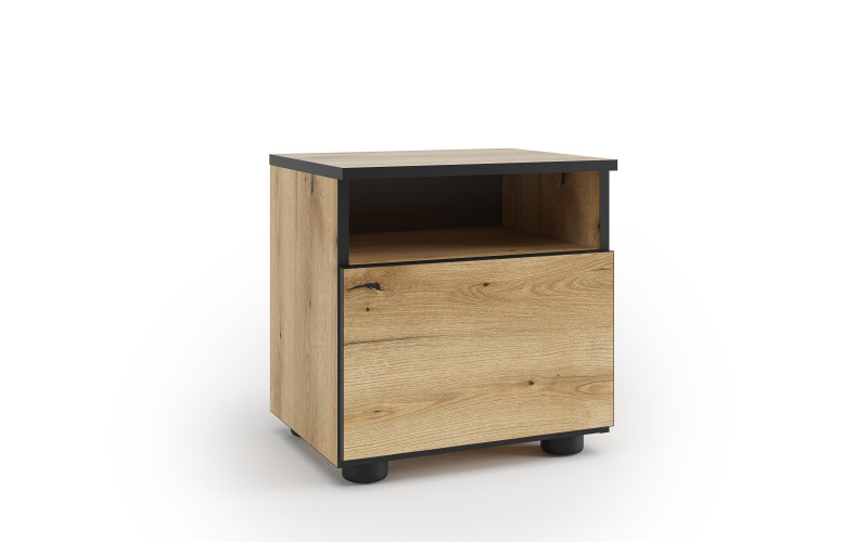 Nightstand Jessie, Evoke oak + black gloss  1