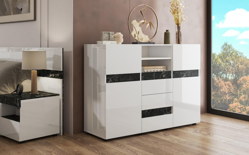 Dresser Kalira, white gloss + Tunisia marble  1