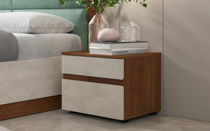 Nightstand Valenti, Cognac oak + Silk  1