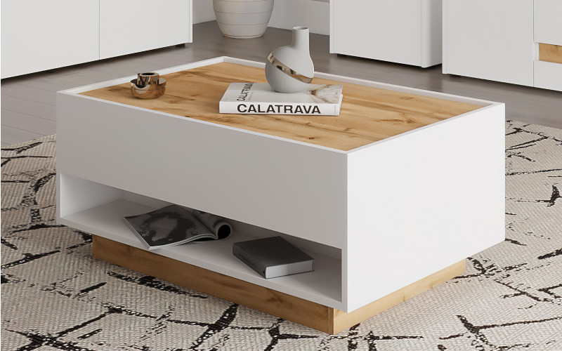 Coffee table Brita, white + Wotan oak  1