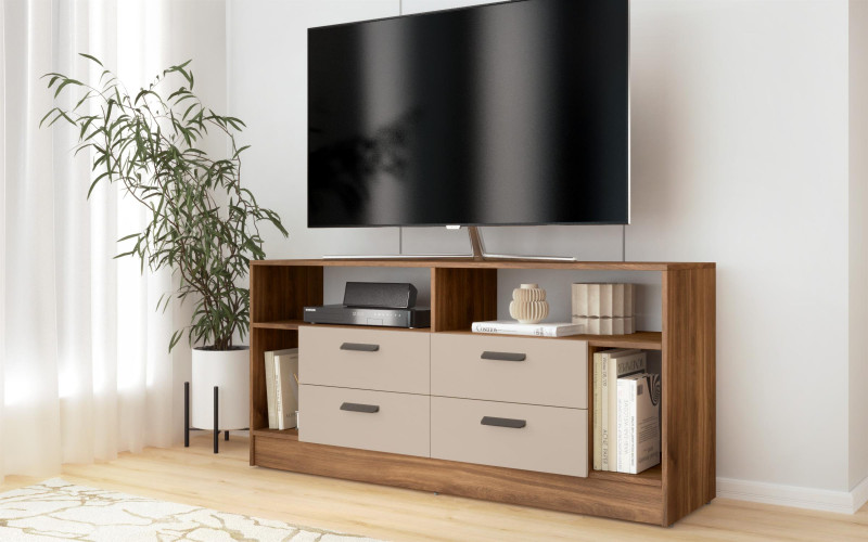 TV cabinet Delaro T, Cognac oak + cashmere  1