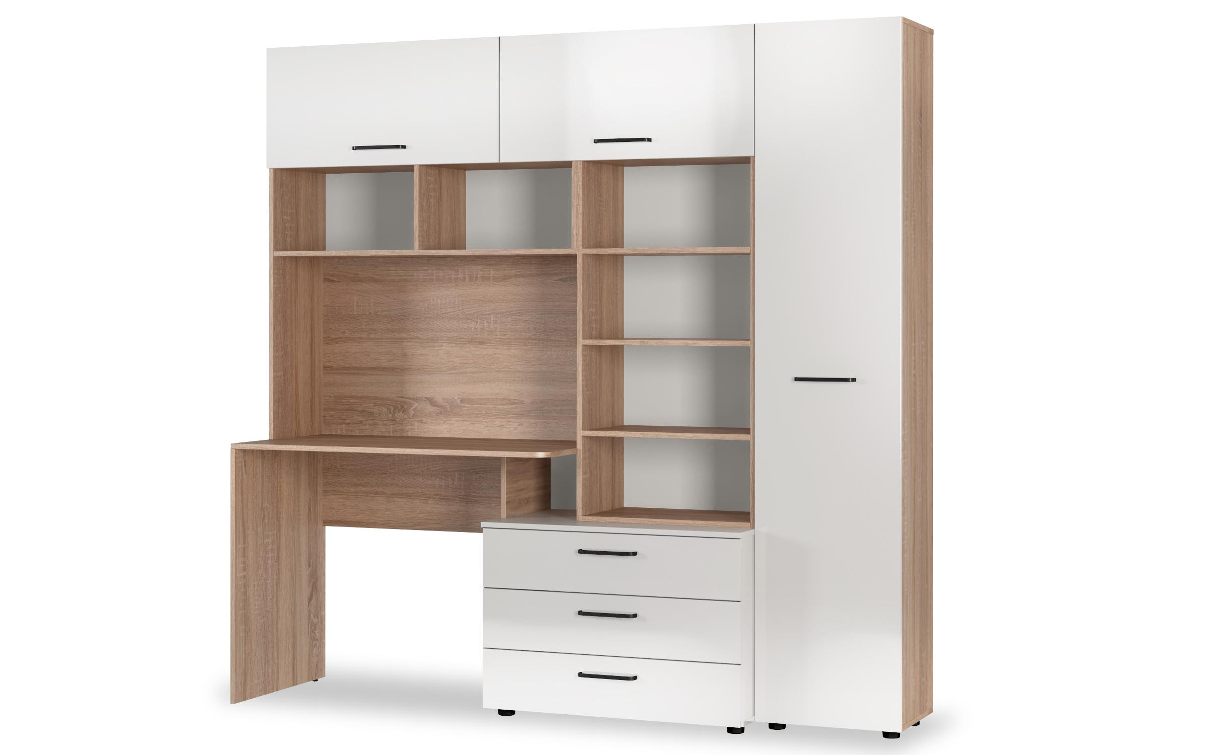 Wardrobe Diel A, Sonoma oak + white gloss  3