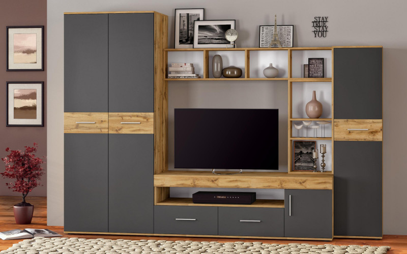 Shelf unit Mikena, Wotan oak + anthracite matt  1