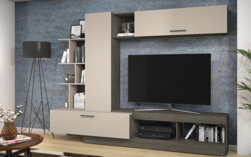 Shelf unit Chantal, cashmere + Anthracite oak  1