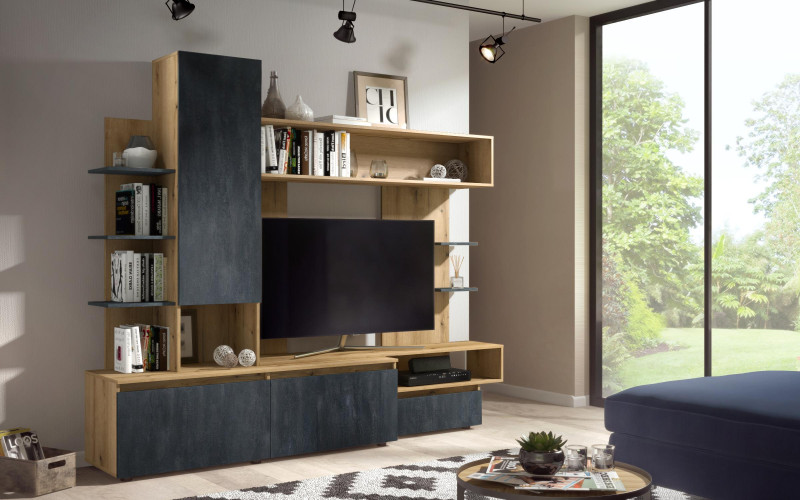 Shelf unit Terra, Evoke oak + Magma  1