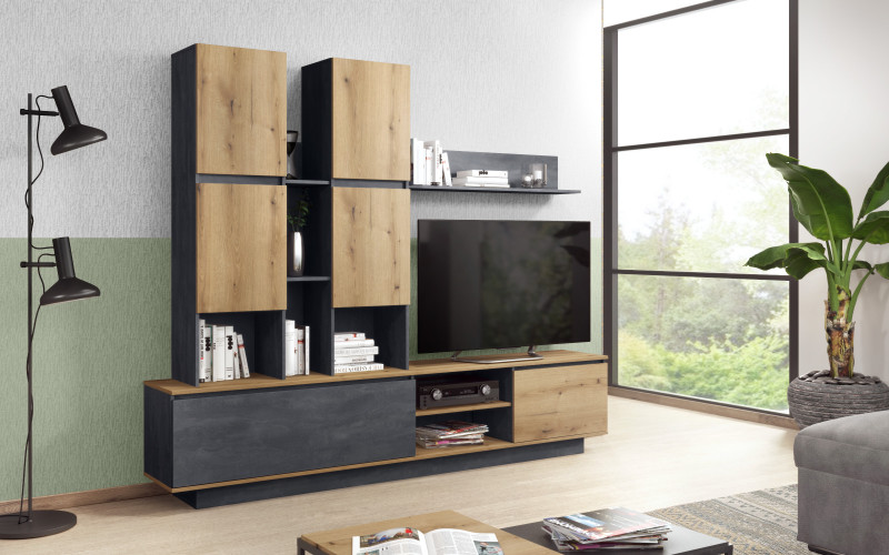 Shelf unit Vienna, Magma + Evoke oak  1