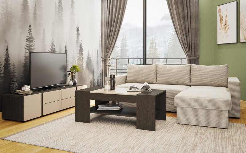 Sofa + TV module + coffee table Living room Collection Emily 2, beige  1