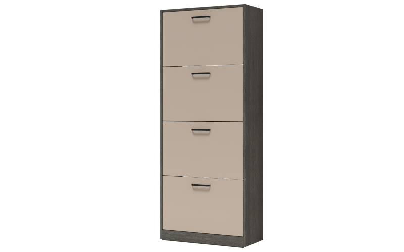 Shoe cabinet Beko 4, cashmere + Anthracite oak  2