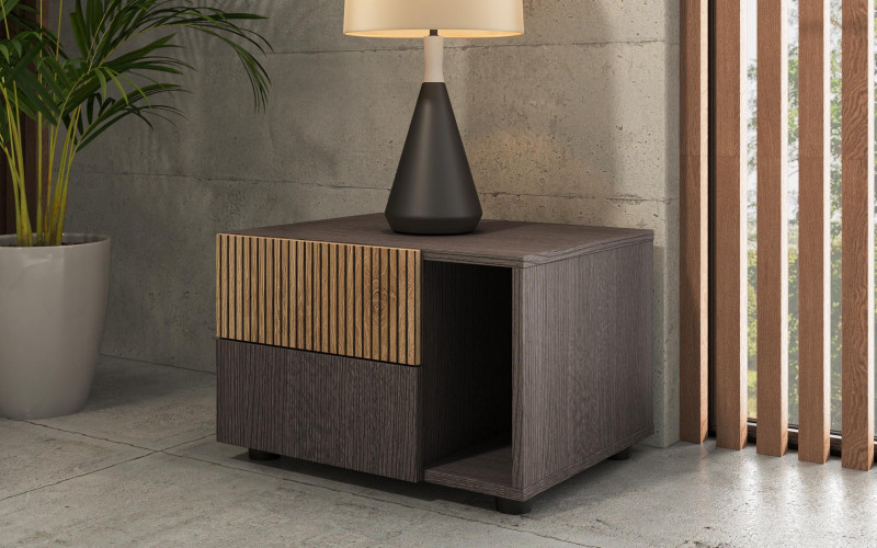 Nightstand Balman, left, Anthracite oak + Cadiz  1