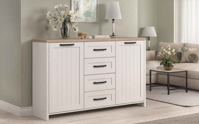 Dresser Bianca, white matt + stone oak  1