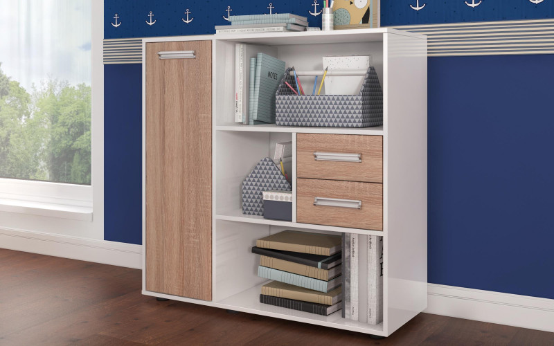 Dresser Nemo, white gloss + Sonoma oak  1