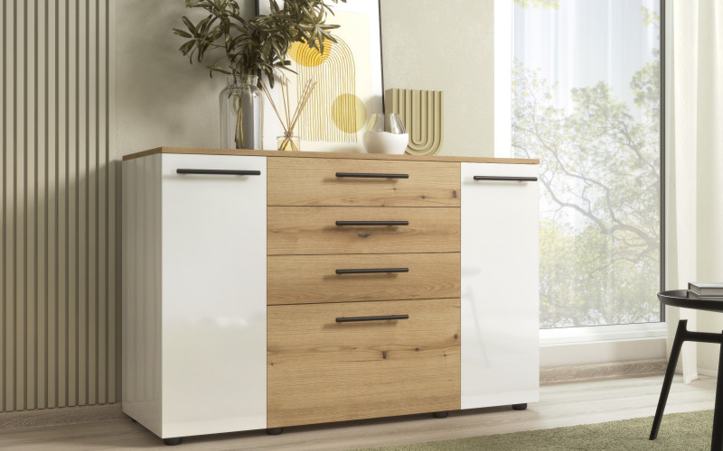 Dresser Denise, Evoke oak + white gloss  1