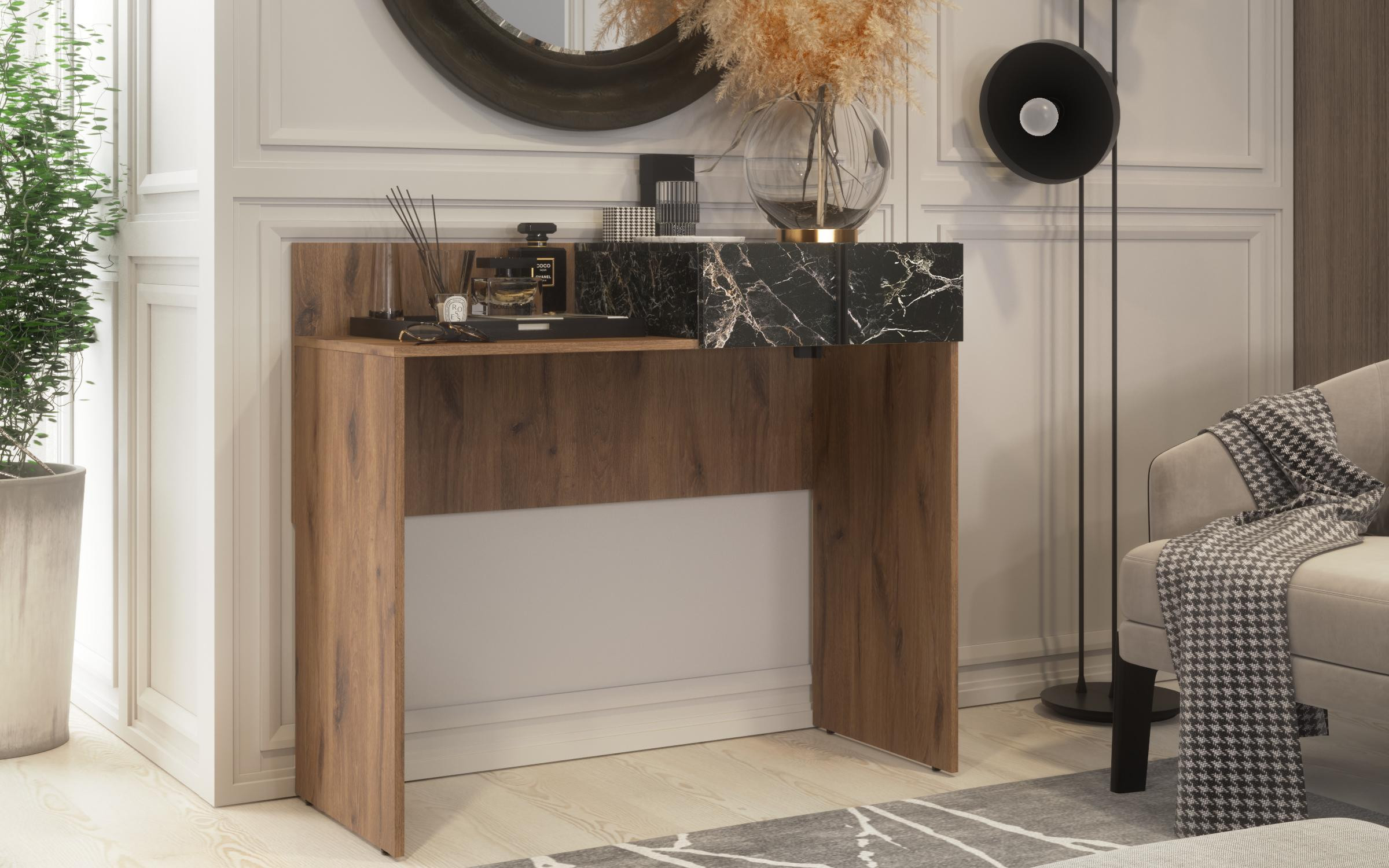 Dressing table Morocco, dark Scandinavian oak + Tunisian marble  3