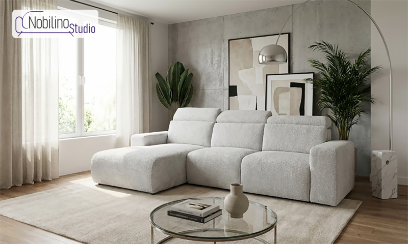 Extendable corner sofa Sorelo, white  3