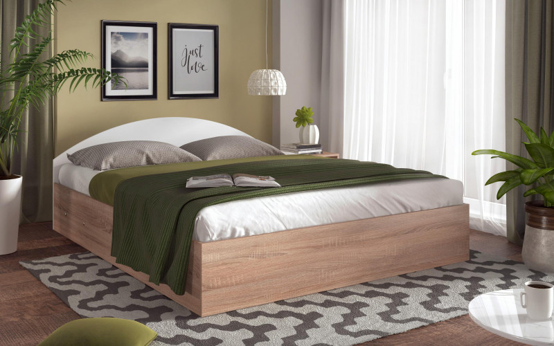 Double bed Alaska M013 for mattress 160/200, Sonoma oak + white  1