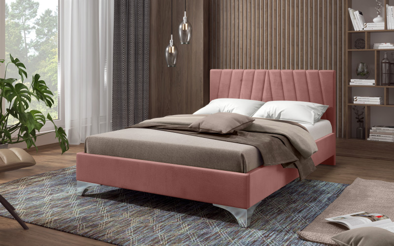 Double bed Martela for two-sided mattress 140/200, pink  1