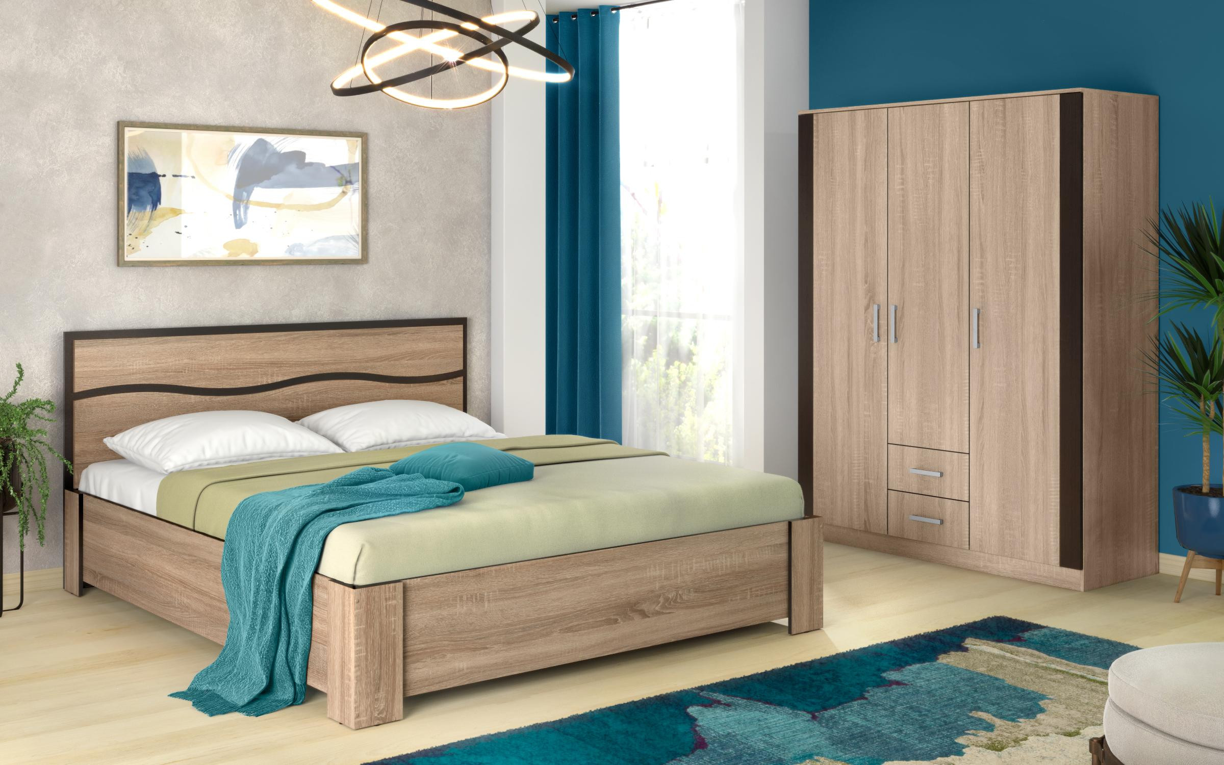 Double bed Viela 160/200, Sonoma truffle + Wenge magic  2