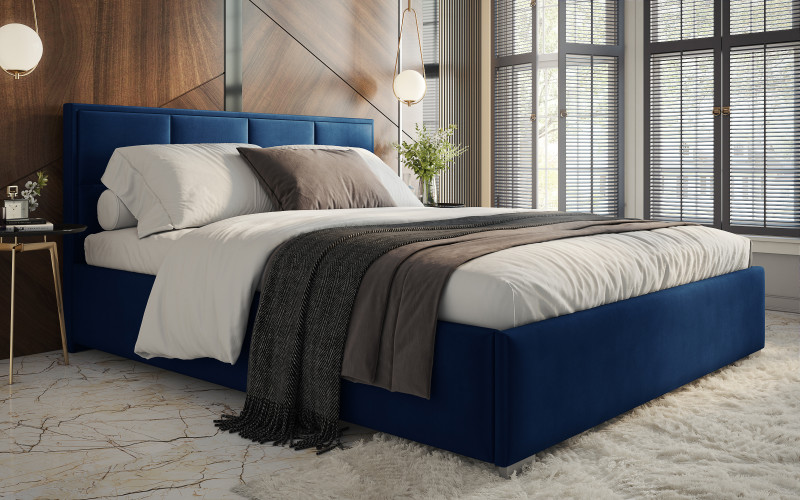 Upholstered double bed for mattress 160/200 Delanta, blue  1