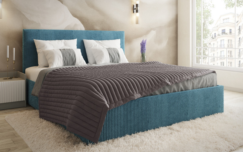 Upholstered double bed for mattress 160/200 Elite, turquoise  1