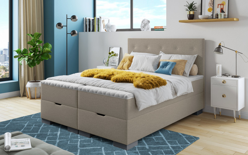 Double bed Box Spring 160/200 Albeta, dark beige  1