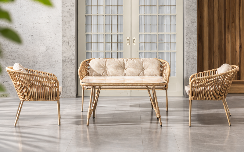 Set of table + chairs + sofa Star, cappuccino  1