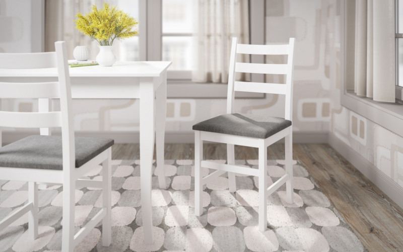 Dining chair Carsel, white with grey seat  1