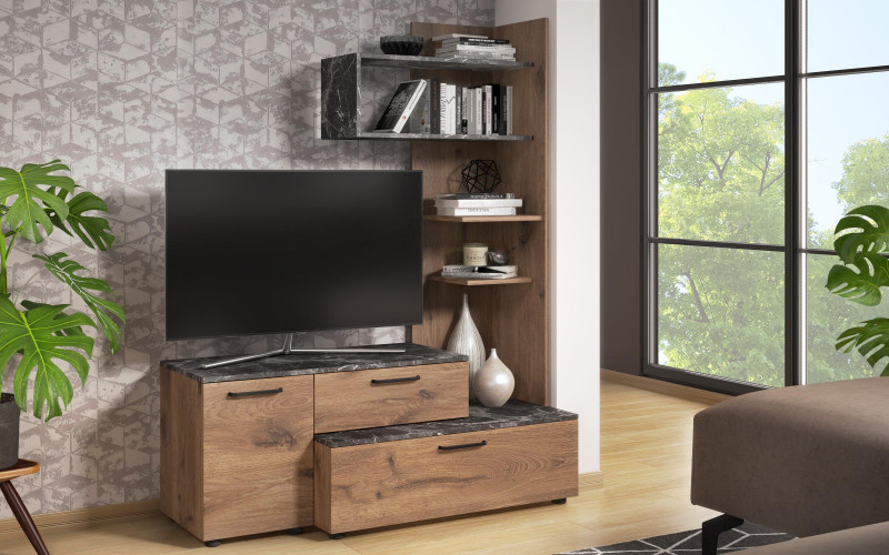 TV module Lana, dark Scandinavian oak + Tunisia marble  1