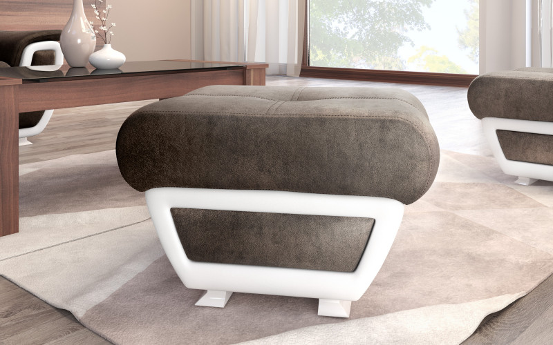 Ottoman Princess ΙΙ, dark brown + white leather  1