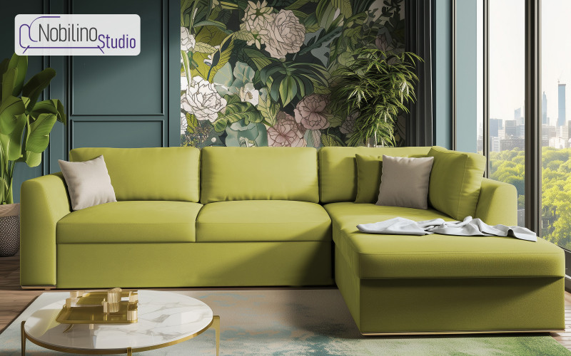 Extendable corner sofa Toscana, green + light brown  1