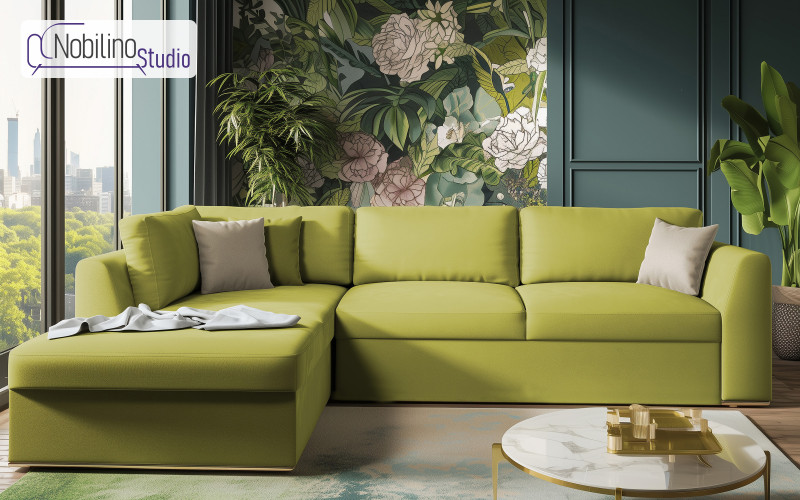 Extendable corner sofa Toscana, green + light brown  1