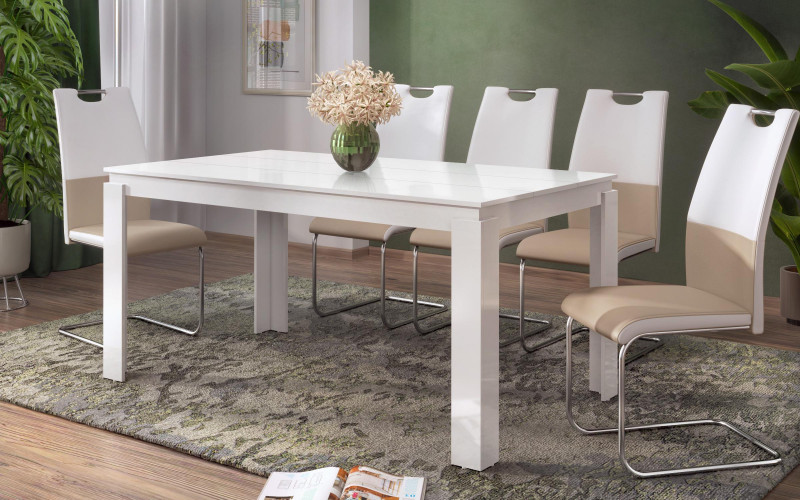 Dining table Phoenix 160, white gloss  1