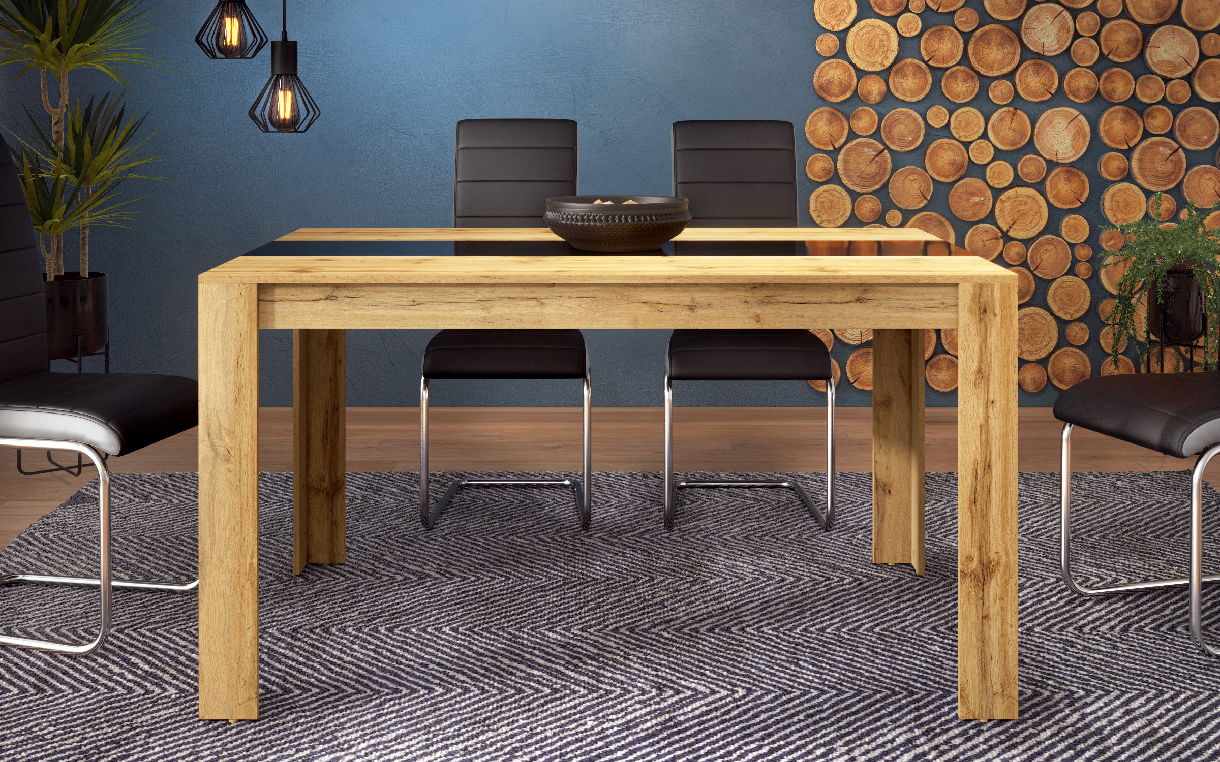 Dining table Forex 140, Wotan oak + black gloss  4