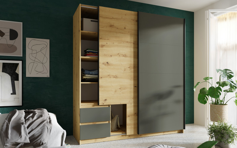 Wardrobe Uriel, Artisan oak + graphite  1