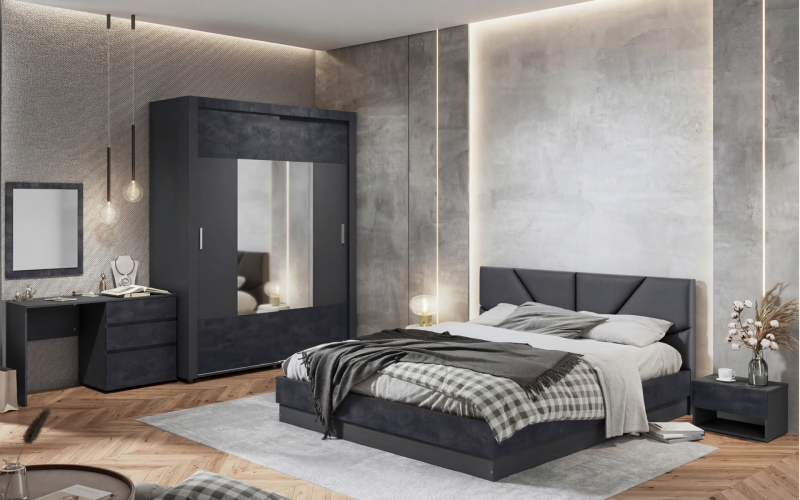 Bedroom furniture set for mattress 160/200 Almira, anthracite matt + Magma  1